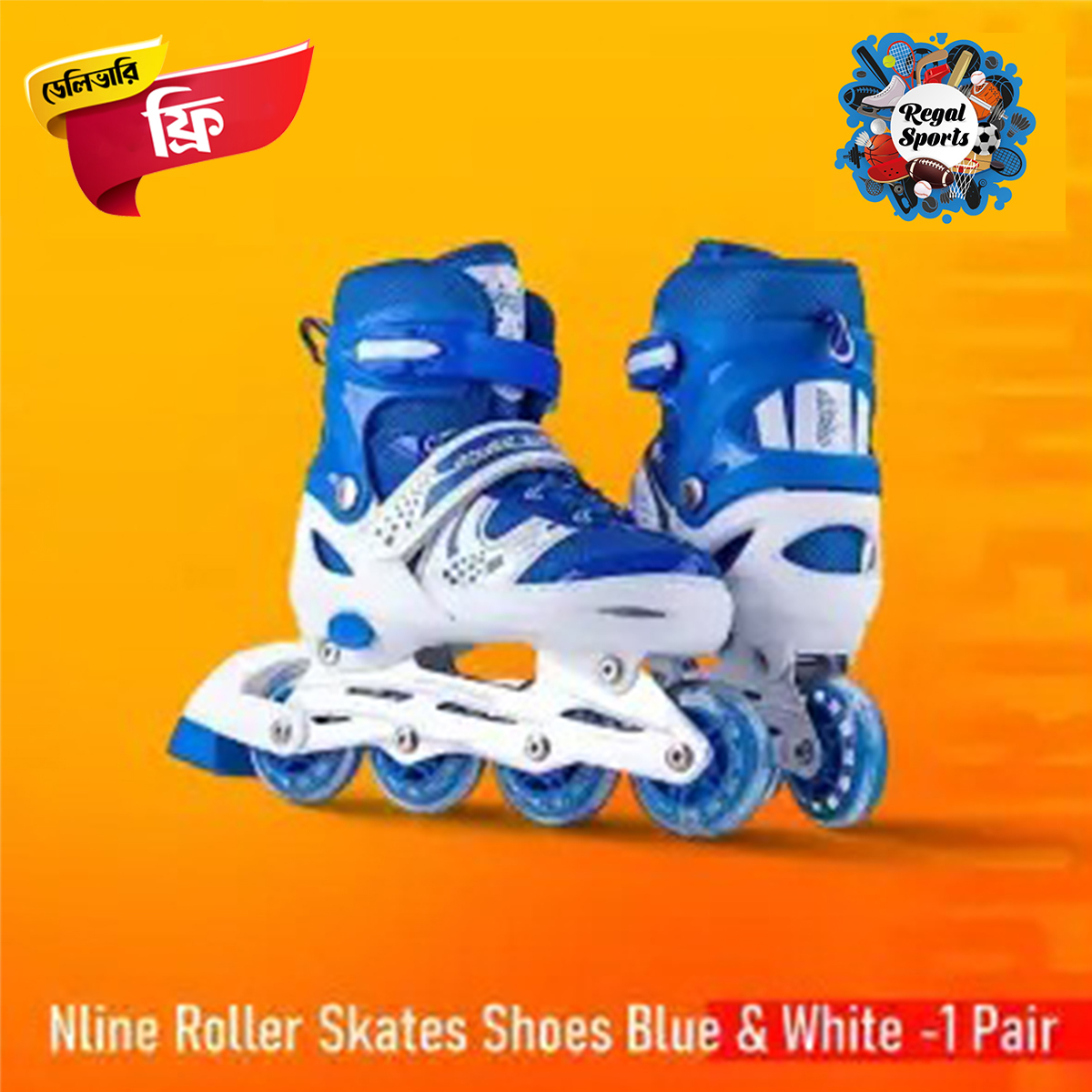 Inline roller skates shoes Red White -1 Pair- Size (36-38)
