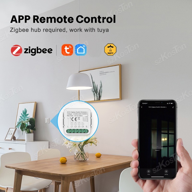 Tuya Zigbee 3.0 Smart Mini Switch Module No Neutral Wire Table Lamp Fan TV 2 Way Control Breaker Alexa Google Home Voice Control. 
