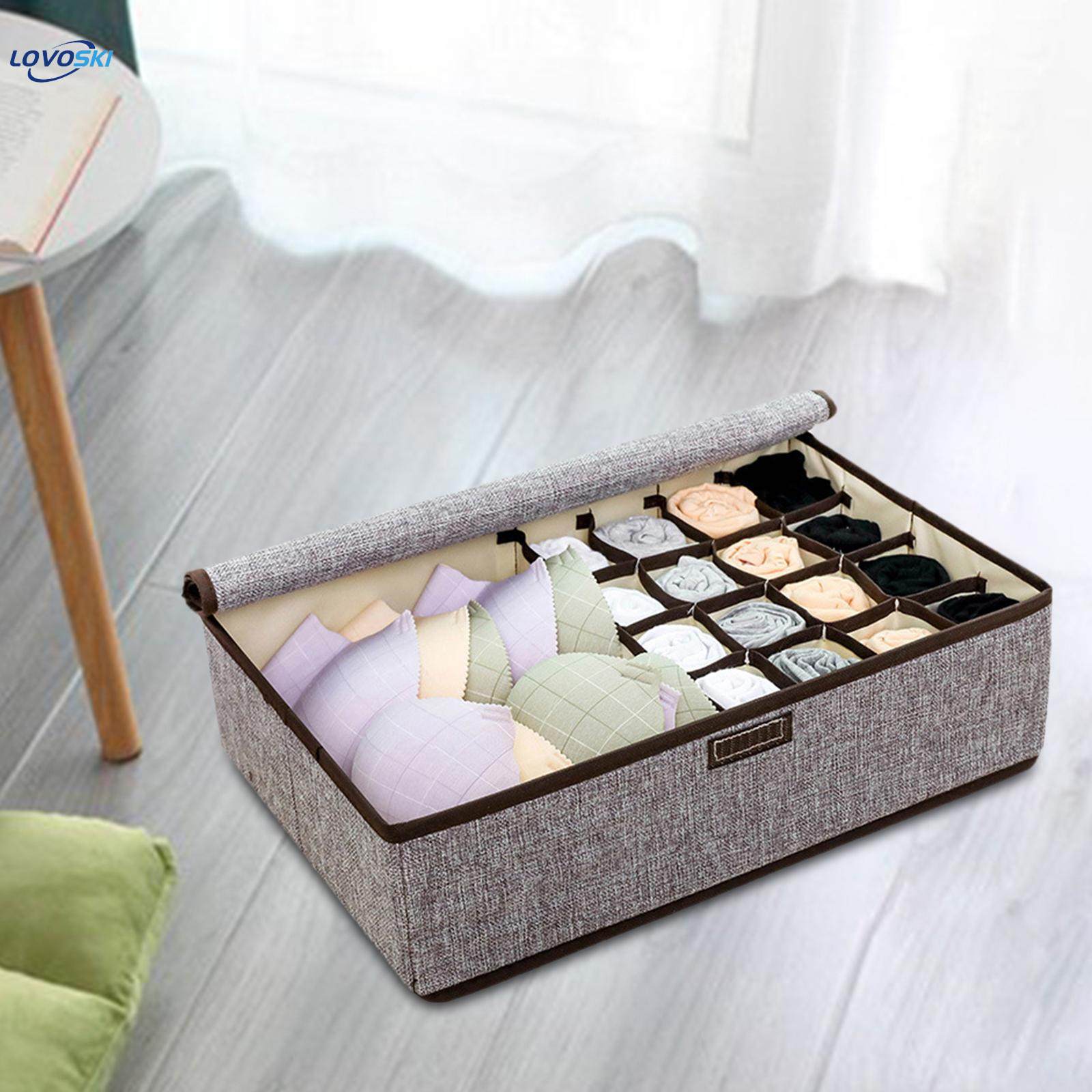Closet Organizer Sock Storage Box with Lid Multipurpose Rectangular under Bed Organizer. 