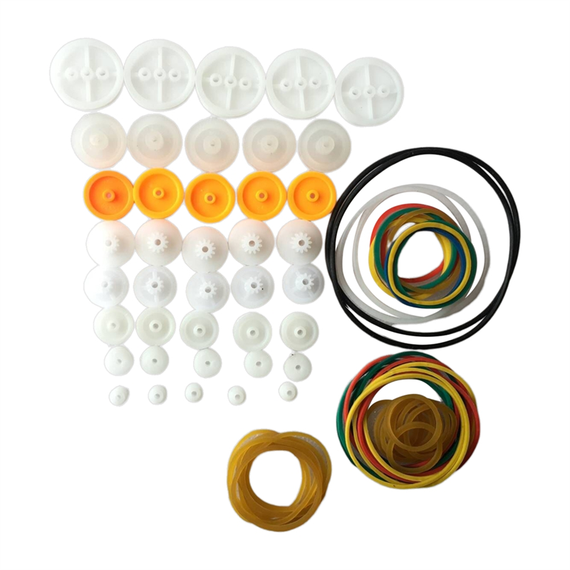 84Pcs Transmission Belt ABS Belt Drive Round Belt Pulley Rubber Band Combination Set Stretchable Engine Drive Round Belt