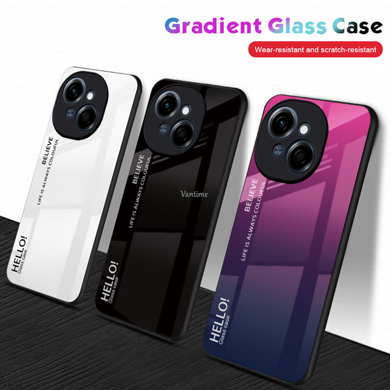Vantime for Tecno Spark Go 1 4G Case Gradient Phone Back Hard Glass Cover. 