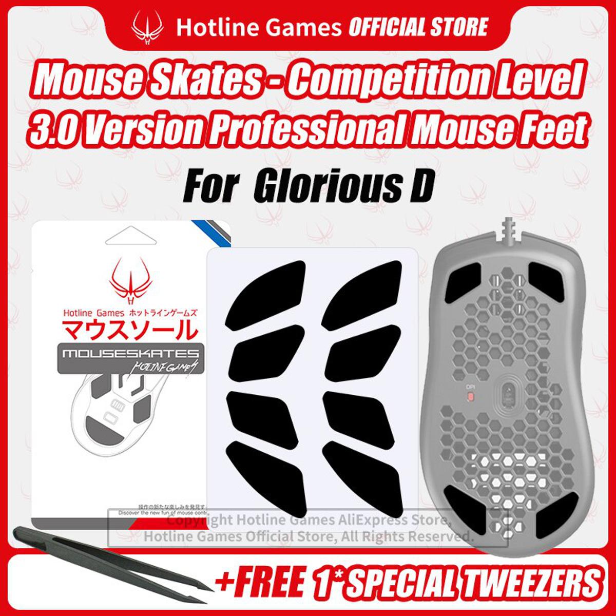 2sets Hotline Games 3.0 Mouse Skates Mouse Feet Replacement for Glorious Model D Gaming Mouse,Smooth,Durable,Glide Feet Pads. 