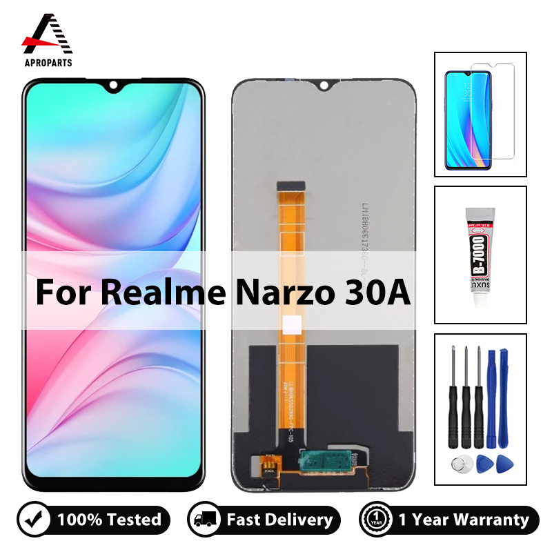 6.5" For Realme Narzo 30A LCD Display Touch Screen Digitizer Assembly Replacement Repair Parts For RMX3171 With Free Tools. 