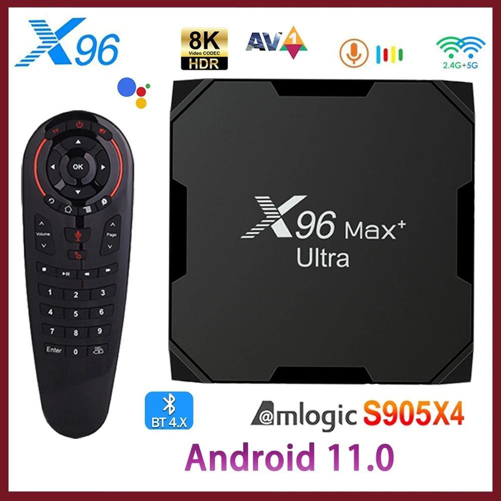 X96 Max Plus Ultra Smart TV Box Android 11 Amlogic S905X4 4G 32G/64G BT 2.4G/5G Dual Wifi Support AV1 8K 4K Media Player