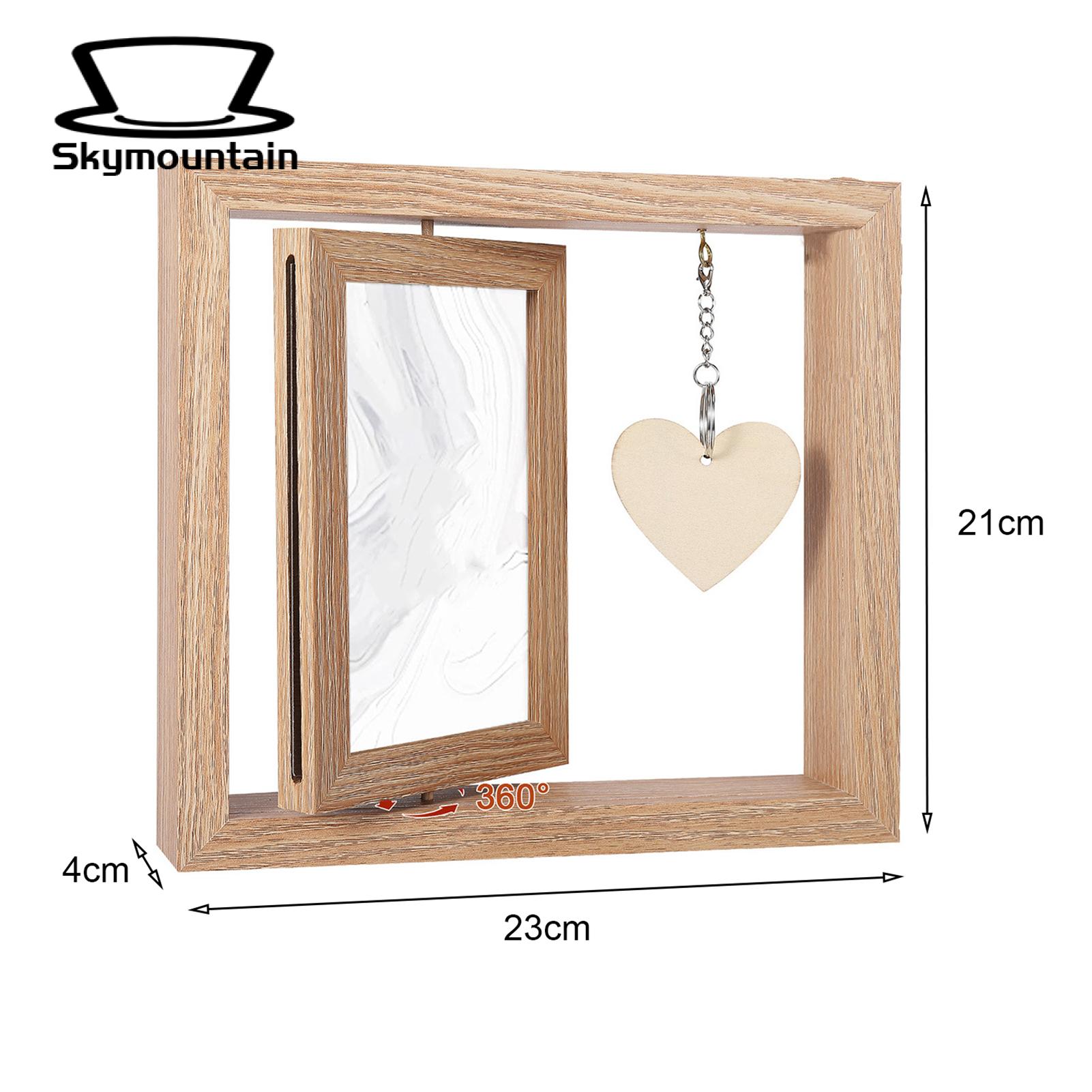 Office Desk Photo Display Double Sided Rotating Wooden Picture Frame with Engd art Pendant Perfect Gift for Dad Husband Photo Frame. 