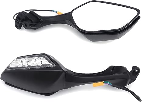 Black Rear View Mirrors w/Turn Signals Compatible Ninja ZX10R For Motorcycle