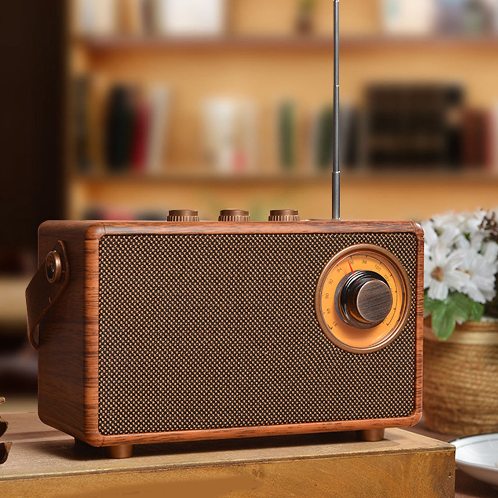 AM FM draagbare radio, kleine retro vintage radio, bluetooth, werkt op AA- batterijen of stekker in de muur, ondersteunt AUX-SD-kaart, MP3-speler voor thuis en buiten, blauw