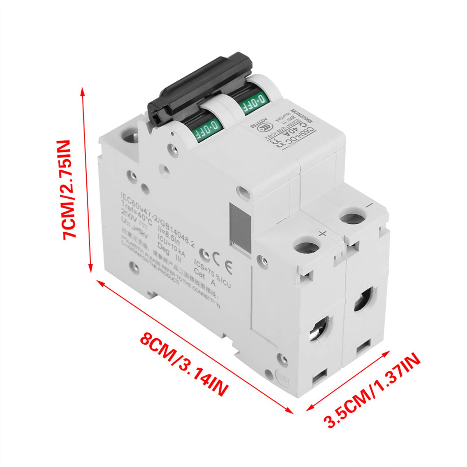 DC Circuit Breaker 2P 250V Low-voltage Miniature for Solar Panels Grid System. 