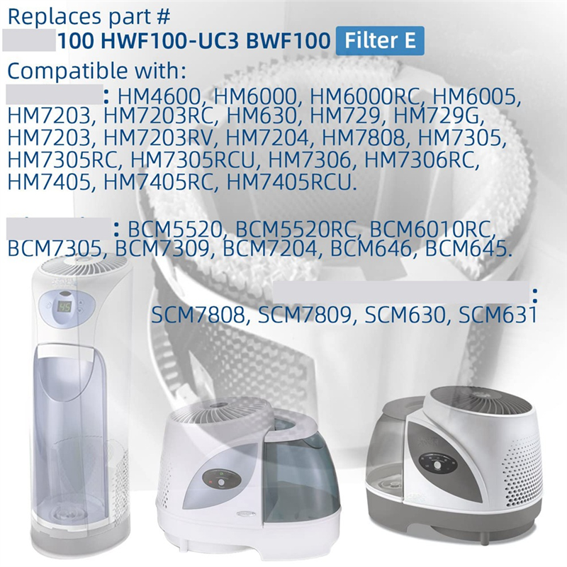 HWF100 Humidifier Wick Filter E Spare Parts for Holmes HWF100-UC3 Bionaire BWF100 Humidifiers - 4 Pack. 