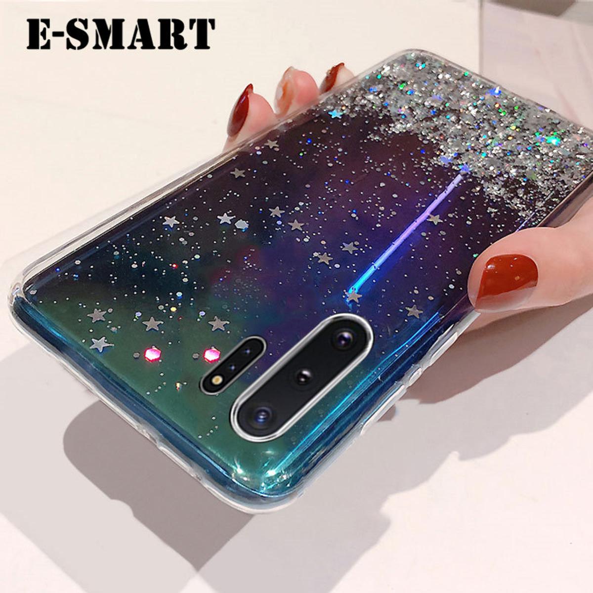For Samsung Galaxy Note 10 Plus Case Glitter Silicone Soft Back Covers Starry Sky String Glitter Transparent Space Stars Moon Samsung Note10 Plus Back Cover