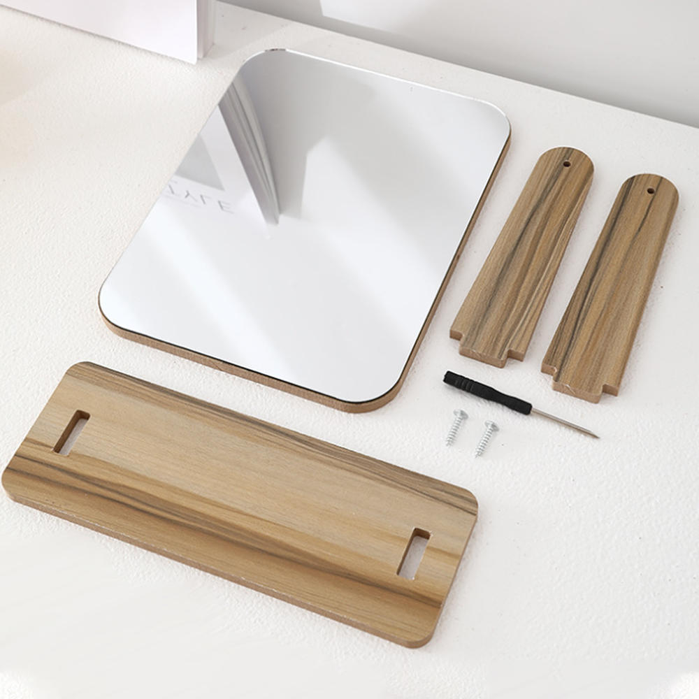 lens Bamboo mirror Stylish wooden square Desk mirror 360 degree swivel mirror for Dressing table mirror Office desk mirror Bathroom mirror Bedroom mirror Suitable for professionals. 