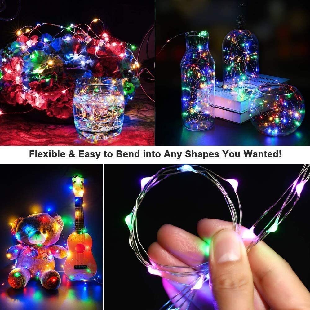 YOZATIA 50/100LEDs 32.8ft Christmas Decorative LED tring Lights ound Activated Music 12 Modes Waterproof ilver Wire Multicolor USB Powered Fairy Lights with Remote Control for Home Party Birthday Wedding Decor. 