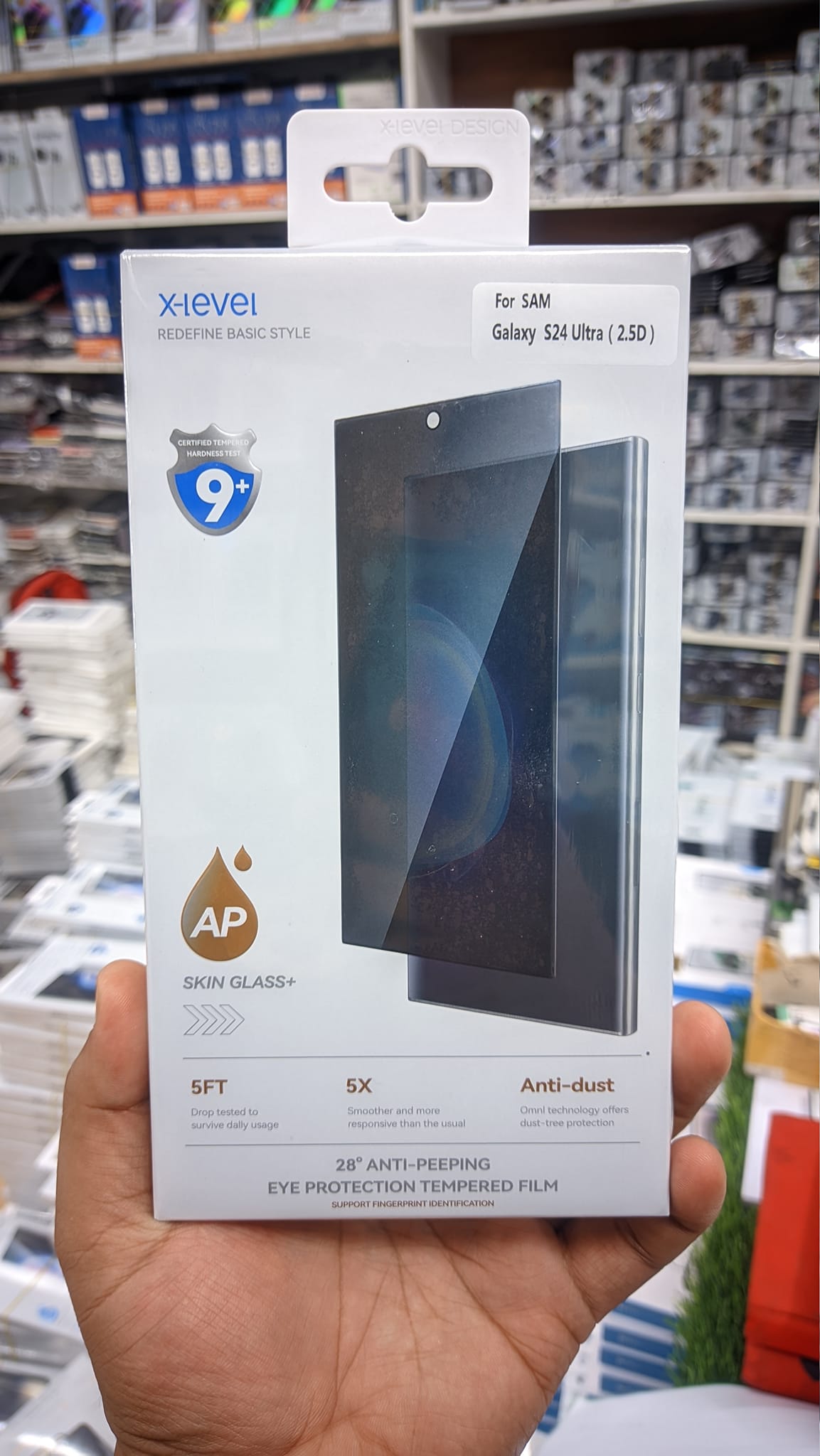 X-level Anti-Peep Privacy Tempered Glass Screen Protector for Samsung Galaxy S24 Ultra. 