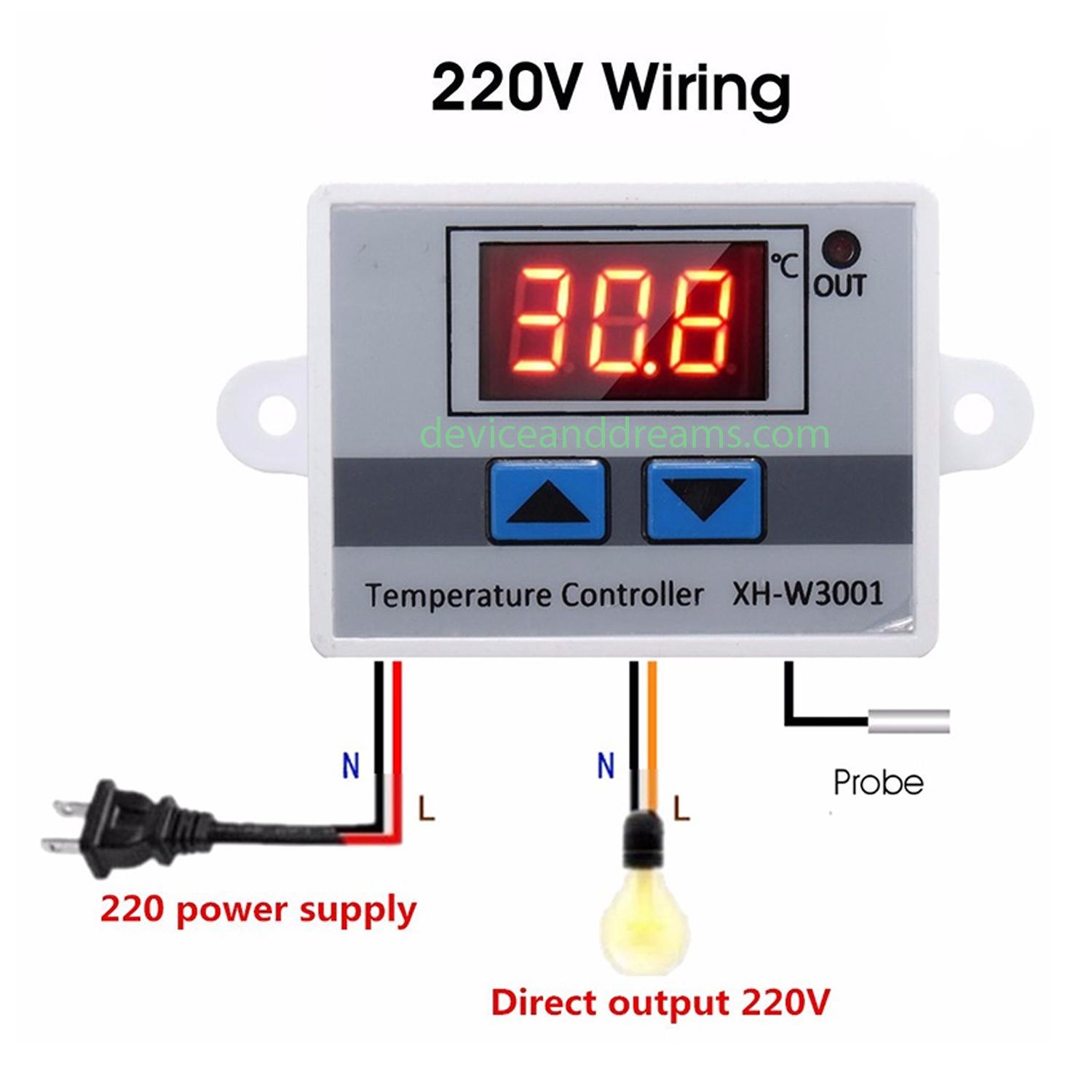 XH-W3001 220V 1500W Digital LED Display Temperature Controller Thermostat Control Switch. 