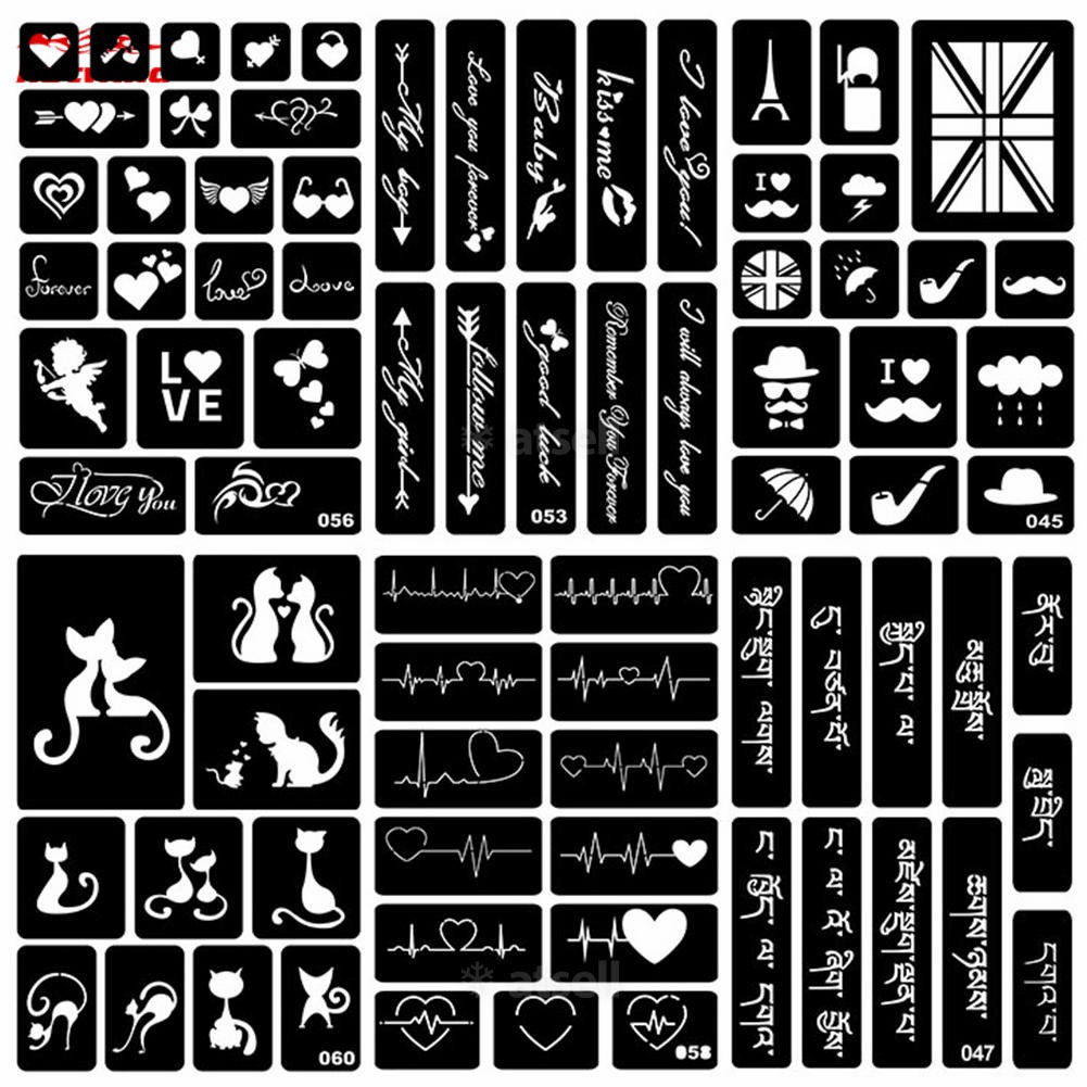（NEW）40 Styles Hollow Henna Tattoo Stencil Template Hand Art Paste Drawing. 