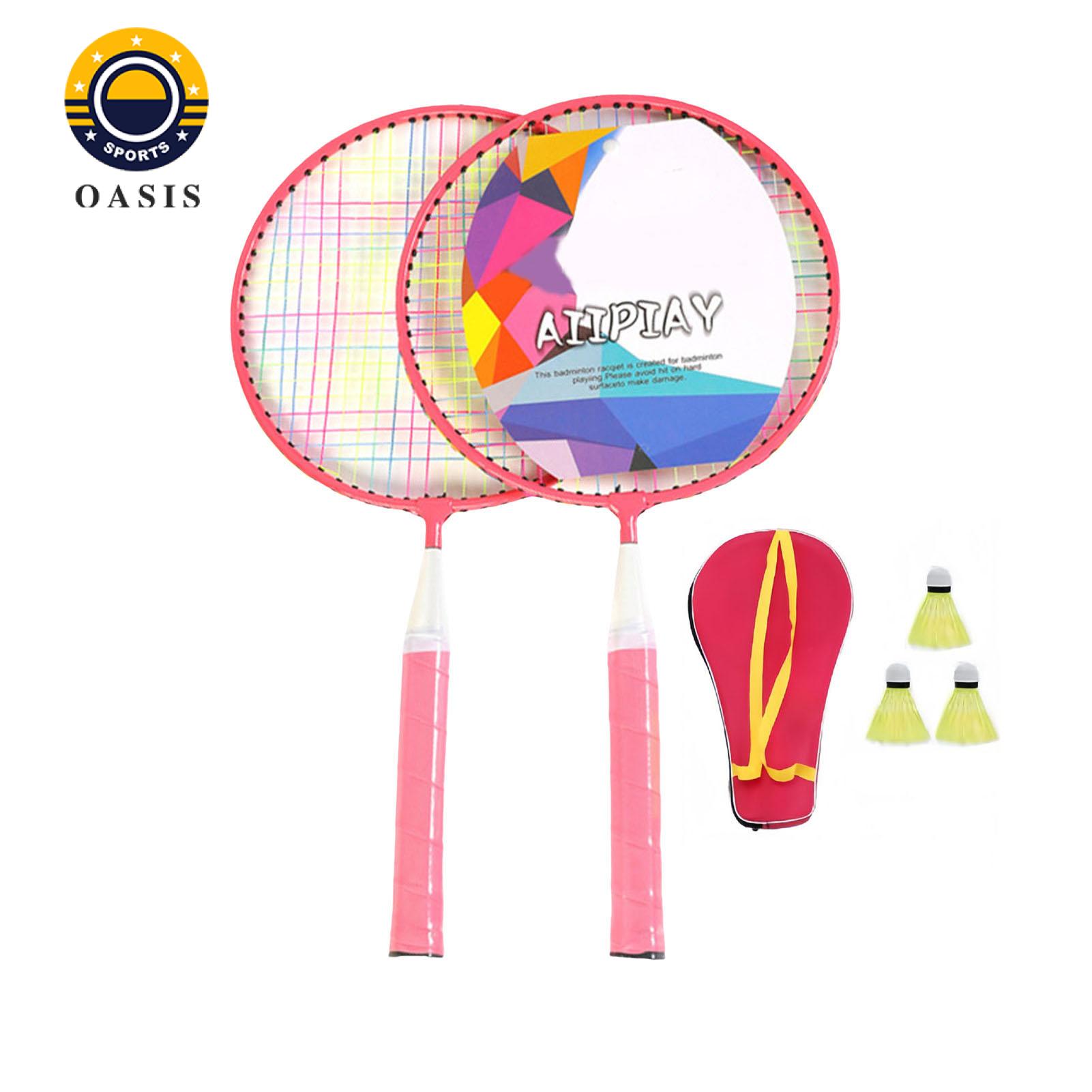 Oasis Alloy Material Badminton Racket Kids Badminton Racket Set with Shuttlecocks Balls for Outdoor Sports Game Perfect for 2 Players Ideal for Children in Asia Round Frame Badminton Racket