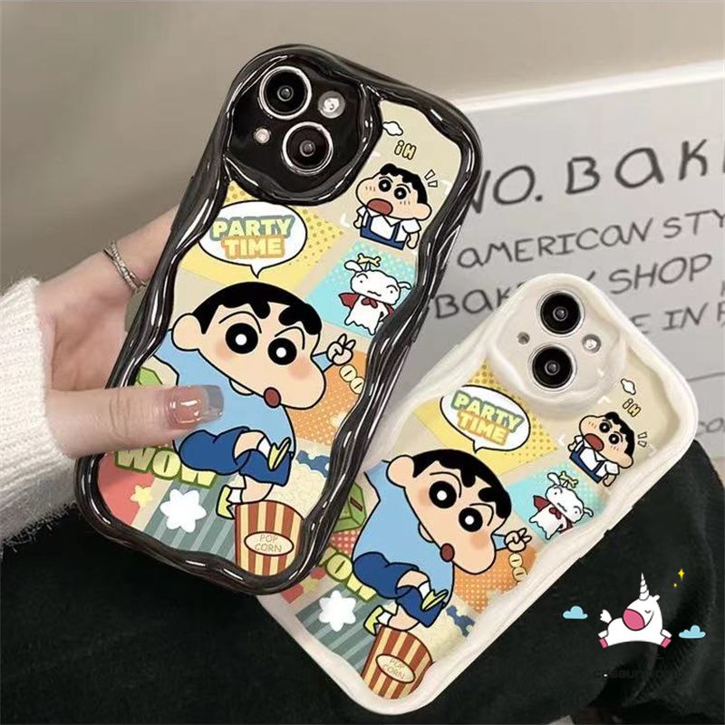 Cute Crocodile Crayon Shin-Chan Lotso Doodle Phone Case Compatible for IPhone 15ProMax 15 11 14 13 12 Pro Max X 7 8 Plus XR XS Max Cartoon 3D Wavy Curved Edge Soft Cover