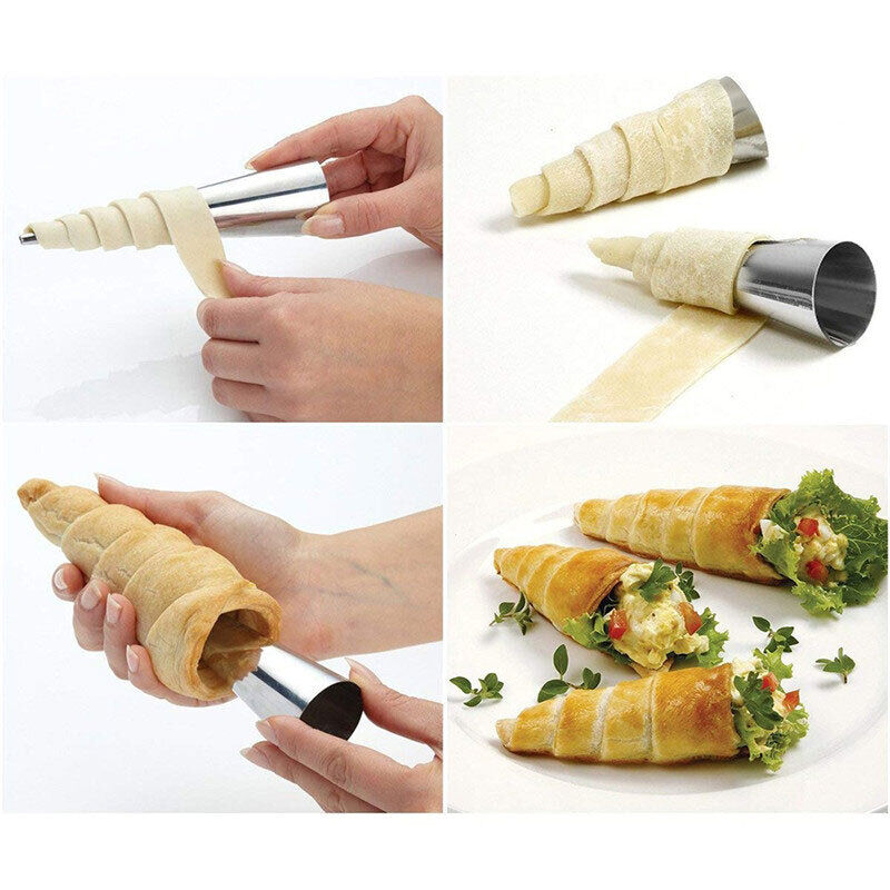 Stainless Steel Non-stick Cannoli Form Roll Mold Shaper Cone Cream Horn Form Corn DIY Baking Cone Pastry Roll molds. 