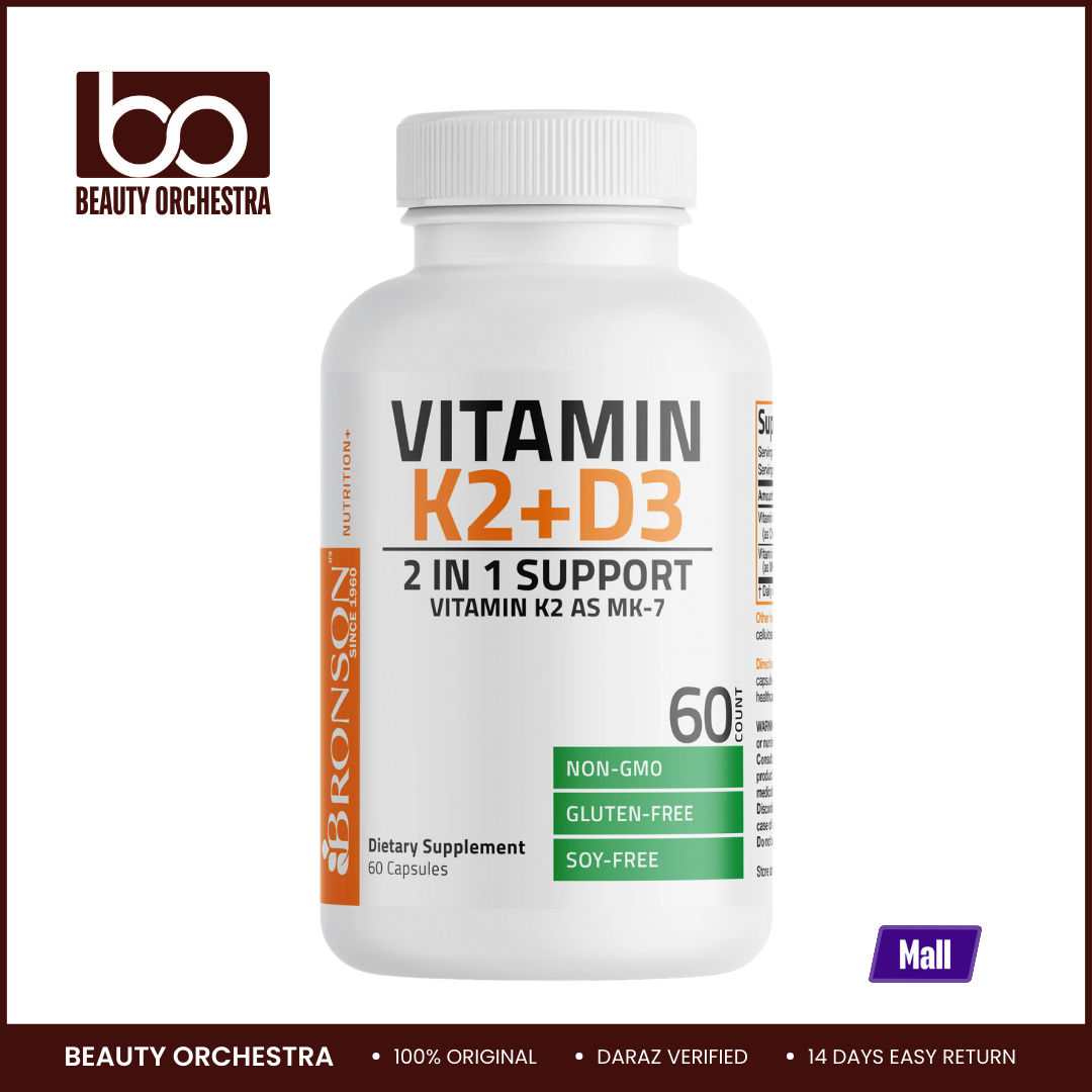 Bronson Vitamin K2 MK-7 Plus Vitamin D3 - 60 Capsules (D3 5000iu & K2 90mcg)