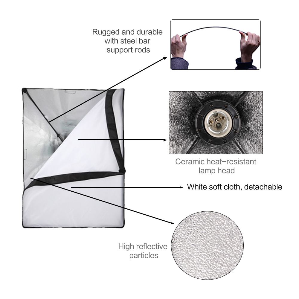 Photography Photo Studio Softbox Lighting Kit With 2.6x3M Background Frame 3pcs Backdrops Tripod Stand Reflector Board 4Umbrella. 