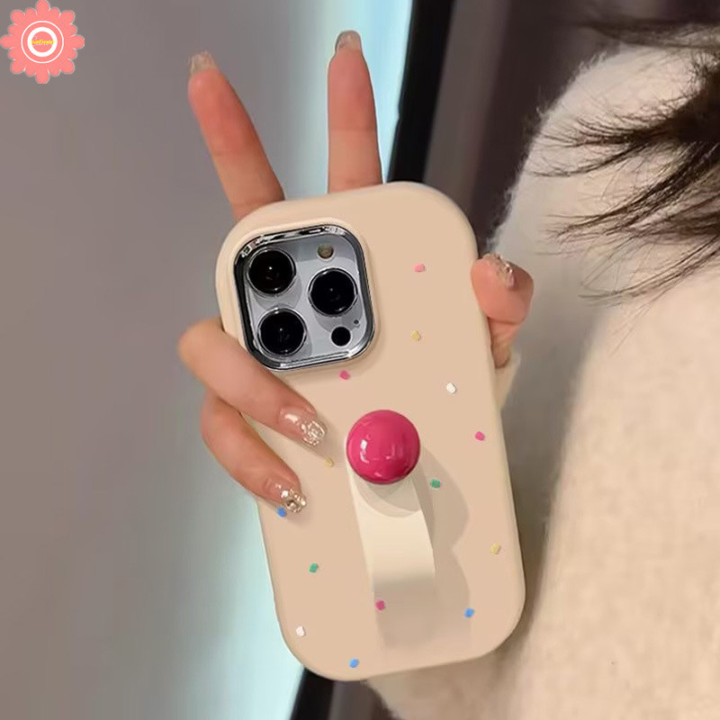 Luxury Metal Lens 3D Ball Holder Case for Realme C15 C51 C67 C53 Note 50 C30 C65 C25 C55 C20 C12 C63 C11 C25Y C21Y C25s 5 5s 6i 8i 5i C20A Narzo 20 Doodle Color Wave Point Case