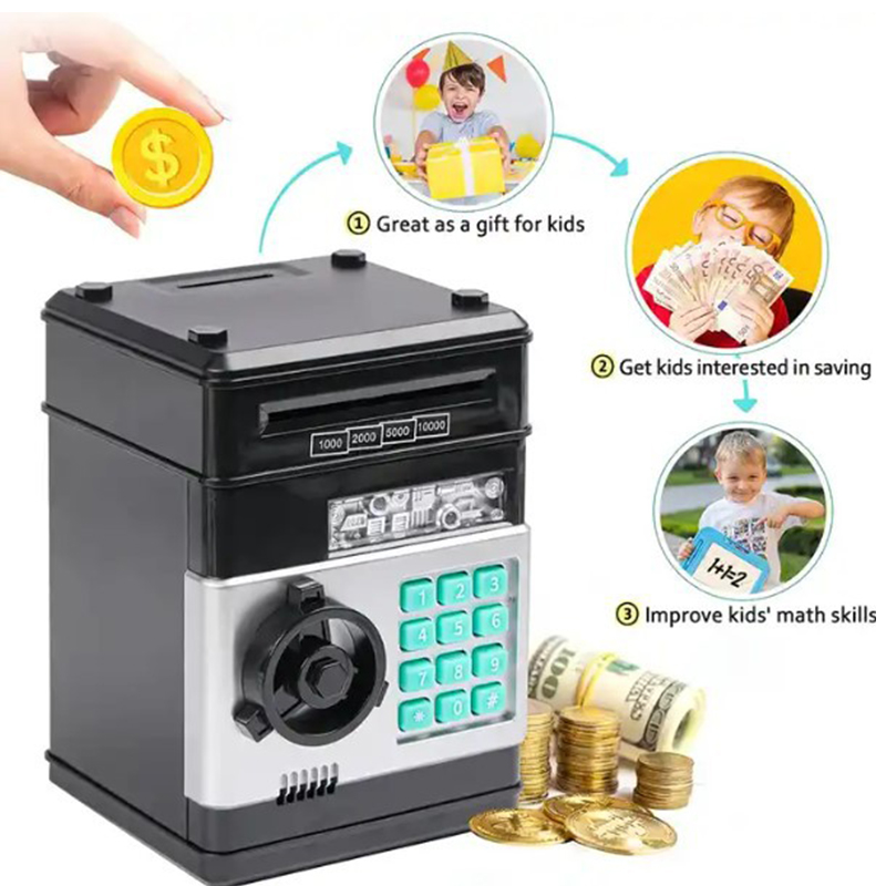 Yaratıcı kumbara otomatik Mini güvenli paralar nakit tasarrufu para kutusu şifre sayaç kodu tuş kilidi kumbara ATM çocuk hediye. 