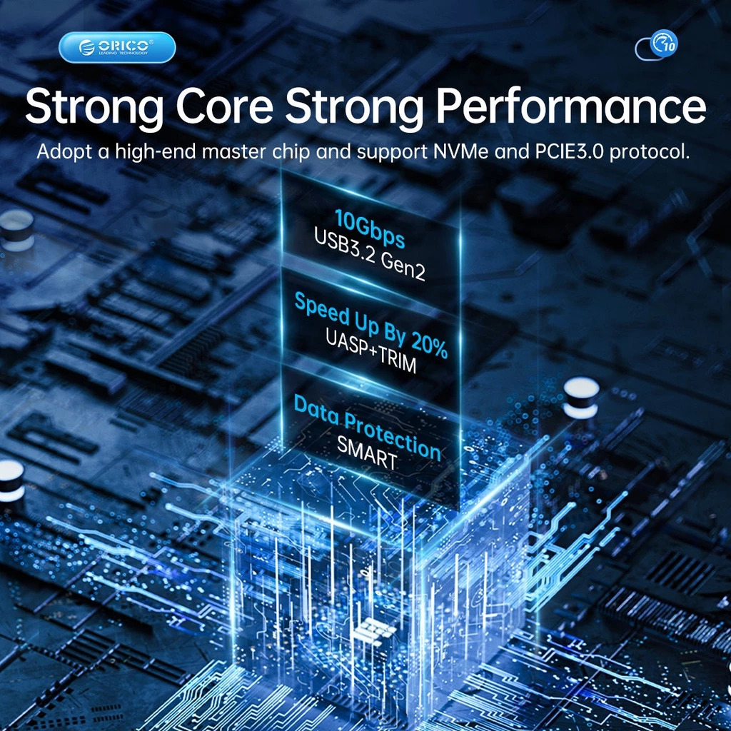 ORICO AM2C3-2SN/AM2C3-2N Dual Bay Aluminum M2 NVMe SSD Enclosure USB3.1 Gen2 10Gbps For M Key M&B Key NVMe PCIe SSD With Built-in Cooling Vest. 