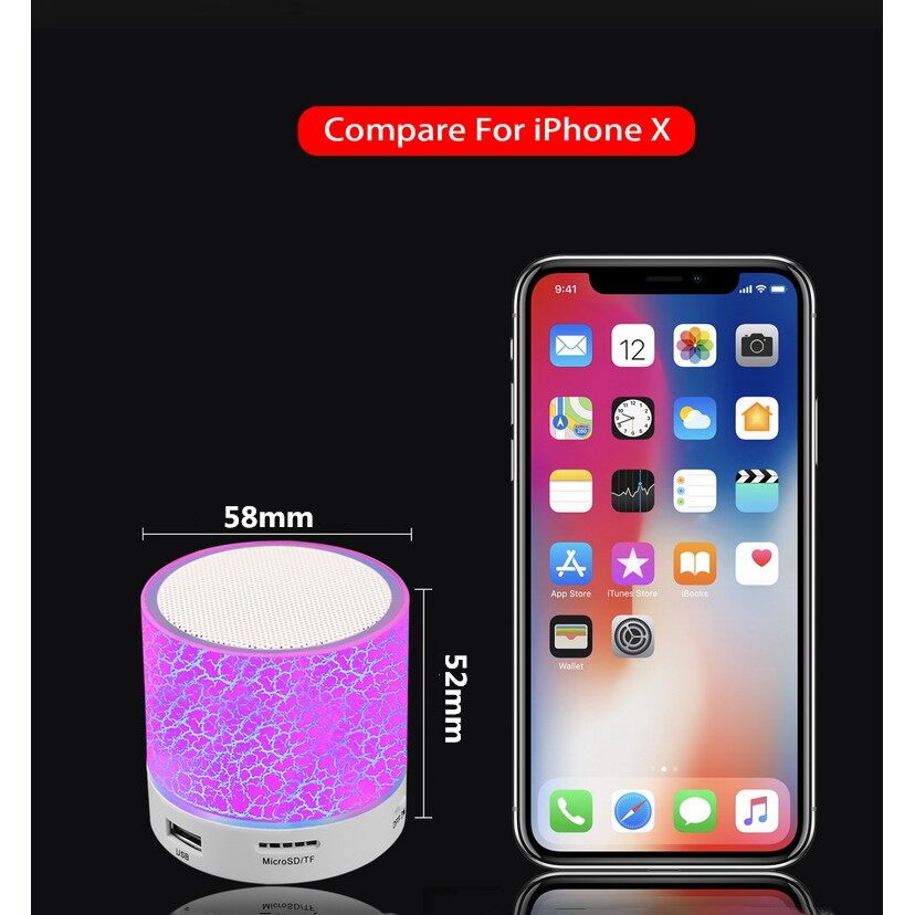 【Youyi】HQAi Colorful Mini Bluetooth Speaker Led Portable Cute Speaker Player USB Radio Music Sound for PC. 