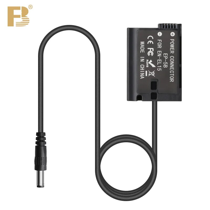 FB EN-EL15 Dummy Battery AC Power Supply Adapter Kit for Nikon D500 D600 D610 D750 D7000 D780 D800 D800E D810 D810A Z5 Z6 Z7 II. 