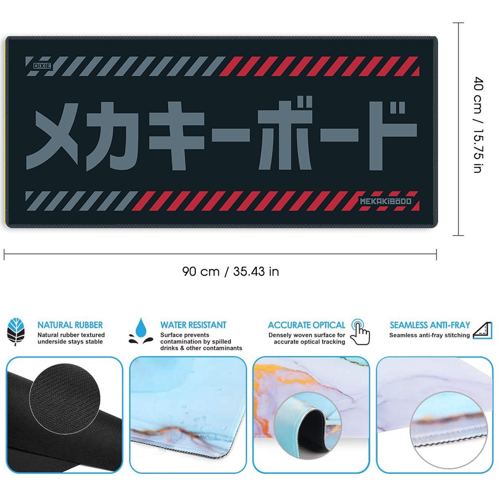 DIXIE MECH/OMNITYPE MousePads Bicolor Gaming Mouse Pad Black Large Extended Mousepad XL Gaming Deskpa. 