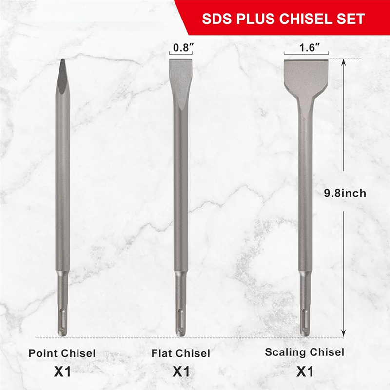 SDS-Plus Chisel Set for Rotary Hammer Drills. 