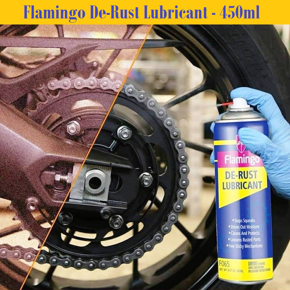 Flamingo De-Rust Lubricant F065 - 450ml, Anti-Rust Lubricant Quick Cleaning Rust Inhibitor Spray Rust Spray Rust Remover Car Home Cleaning Supplies. 