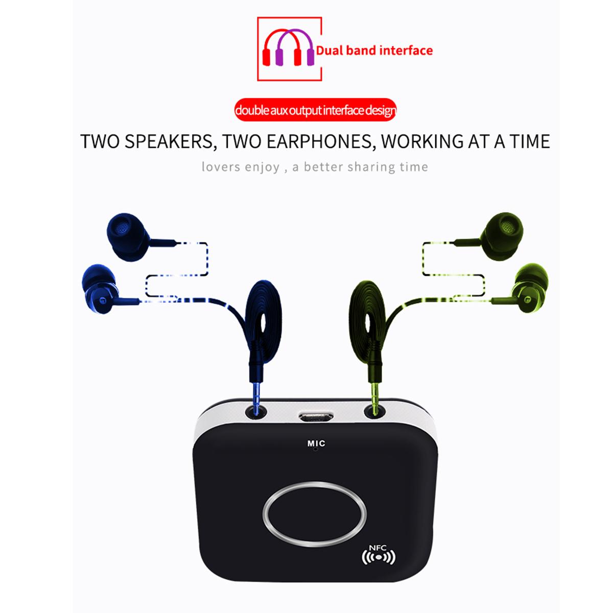 Portable Wireless Bluetooth Receiver Music Audio Adapter Hands-free Receiver With NFC Mic. 