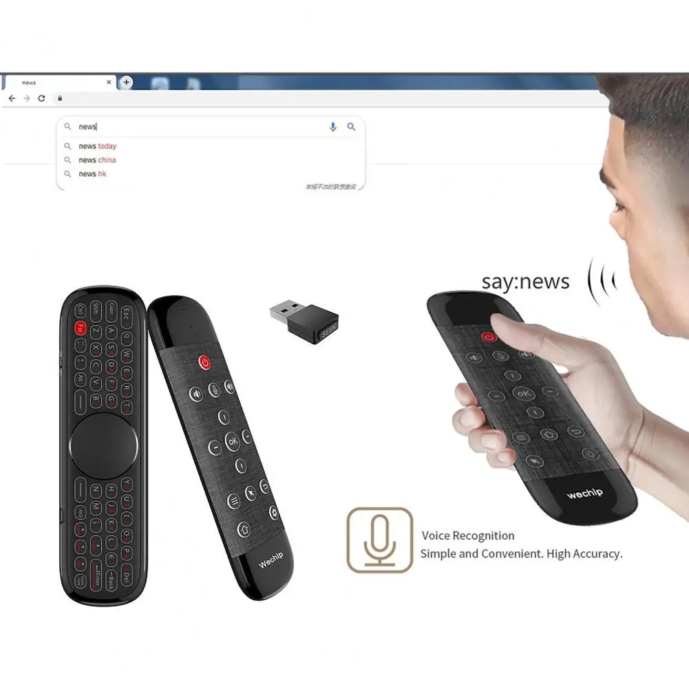 Wechip W2 Pro Air Mouse Voice Remote Control Microphone 2 4G Wireless Mini Keyboard for Smart TV Box PC. 