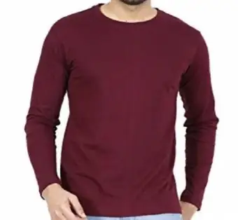 maroon full sleeve t shirt mens