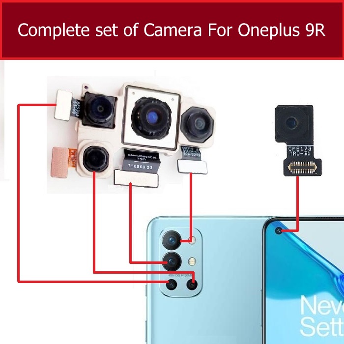 Back Rear Big Main Camera Module Flex Cable For OnePlus 9R Small Front Camera Flex Replacement Parts. 