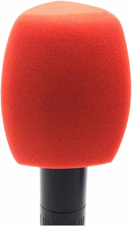Foam Mic Cover Handheld Microphone Windscreen Large Mic Foam Windshields Pop Filters for Handheld Microphone Interview Microphones (Red). 