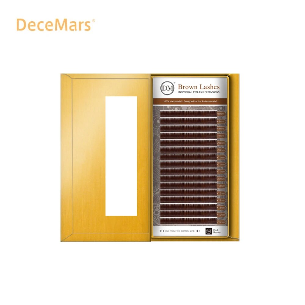 DeceMars Dark Brown Eyelash Extension JBCD Curl 8-15 Mix length Individual Auburn Eyelash Extension Brown Lash for Salon Use. 