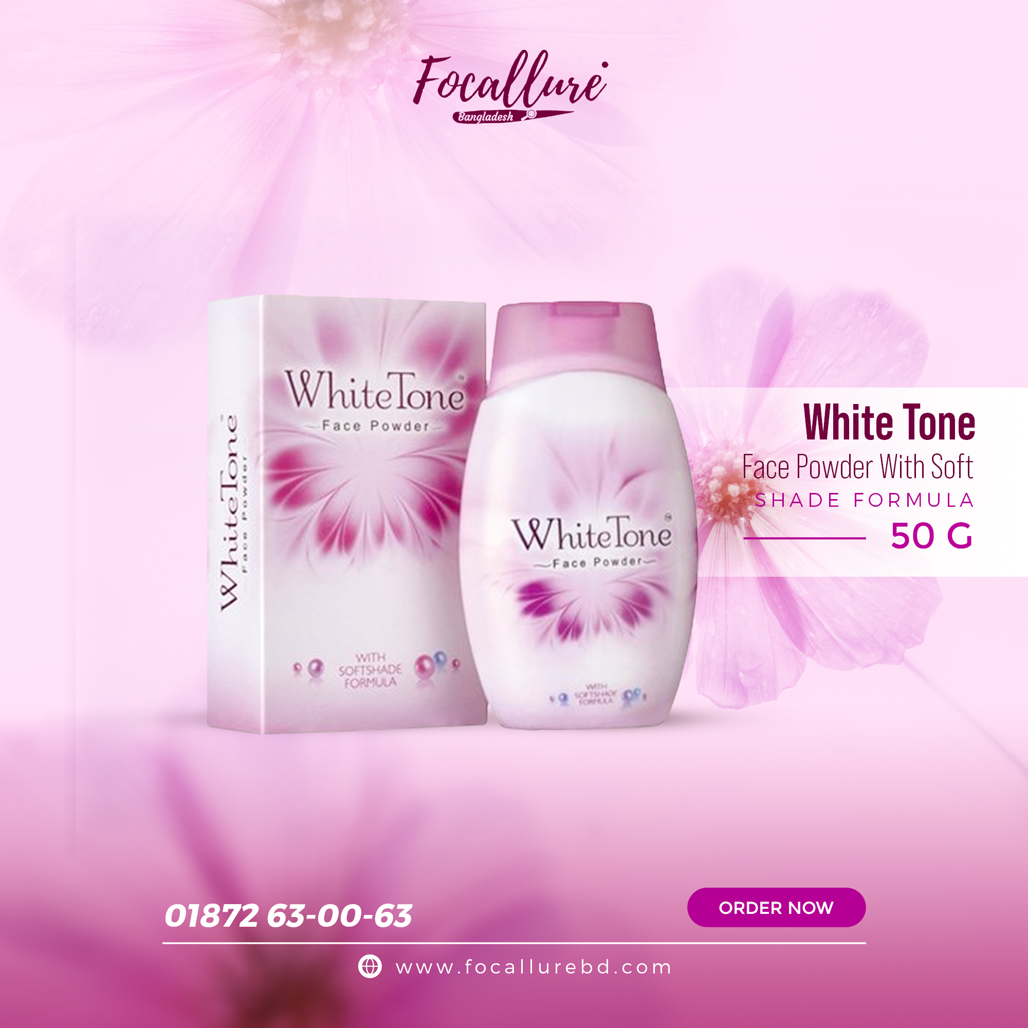 White Tone Face Powder With Soft Shade Formula - 50g - Focallure