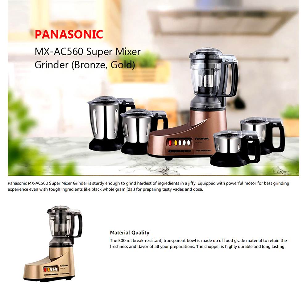 Panasonic MX-AC560 9-in-1 Super Mixer Grinder. 