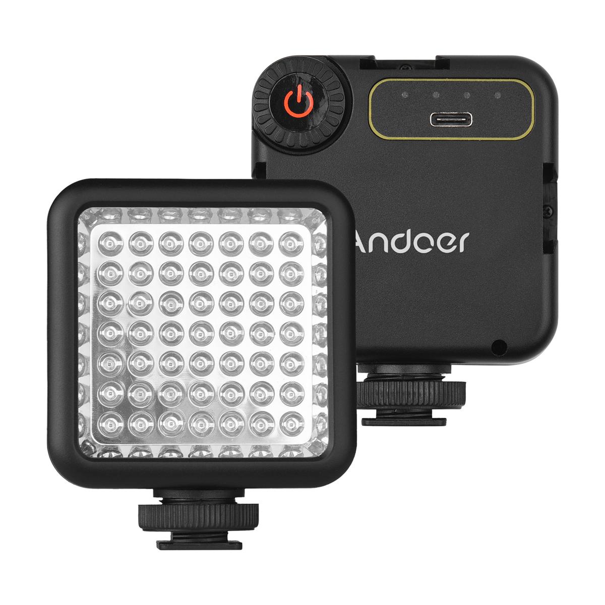 IR49S Mini IR Night Vision Light Infrared Photography Light for Video Camera Camcorder Built-in Recharge-able Ba-tte-ry with 3 Cold Shoe Mount for Vlog Video Recording