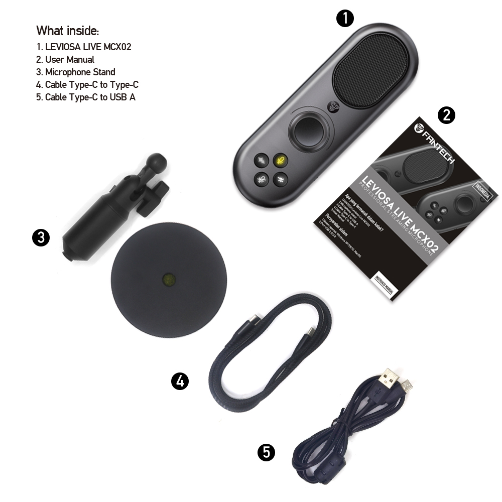 FANTECH LEVIOSA MCX02 Live Streaming USB Microphone For Gaming Streaming With Pop Filter Shock Mount & Gain Control. 