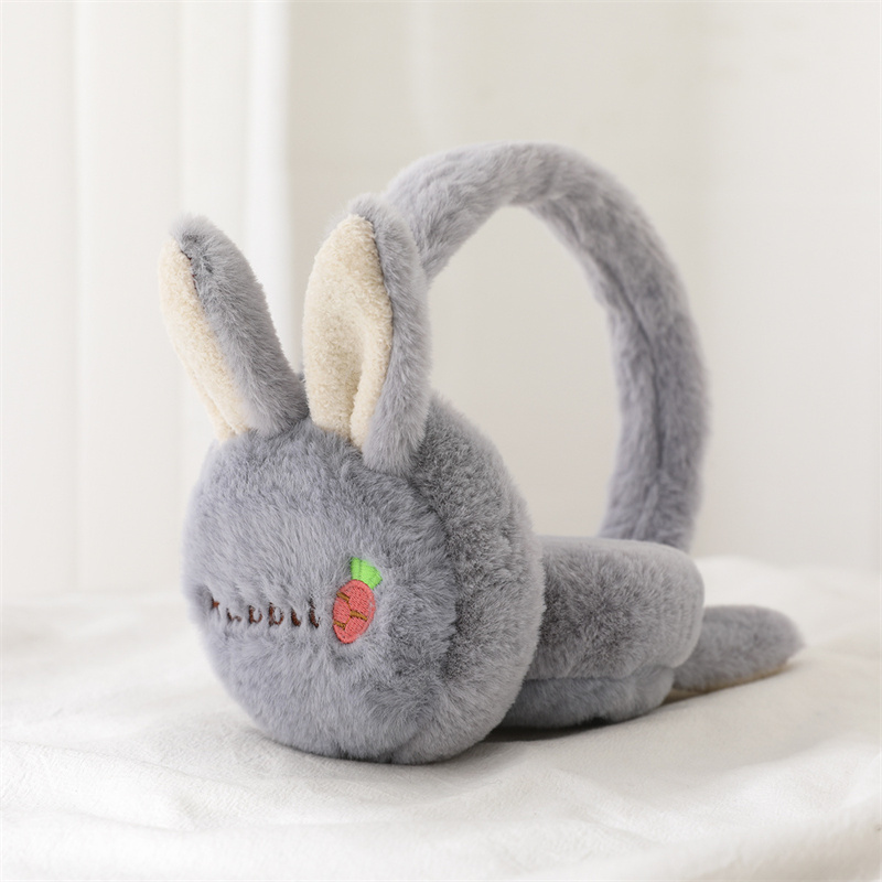 【Atoztide Store】Winter Warm Ear Muffs Cartoon Rabbit Plush Women Girls Children Headphone Earmuffs Solid Cute Warmer Earlap