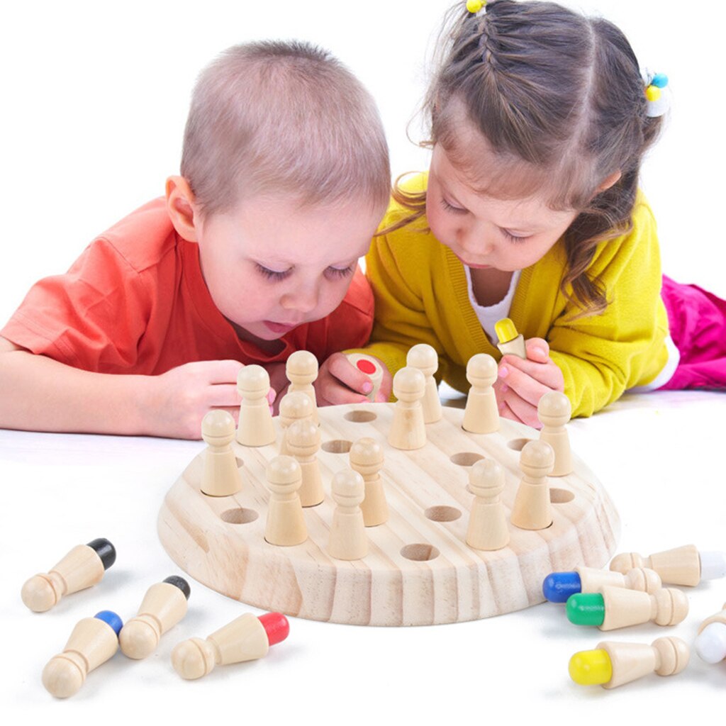 【happy one】Kids Game Wooden Memory Match Stick Chess Game Educational Color Cognitive Ability Fun Block Board Toys For. 