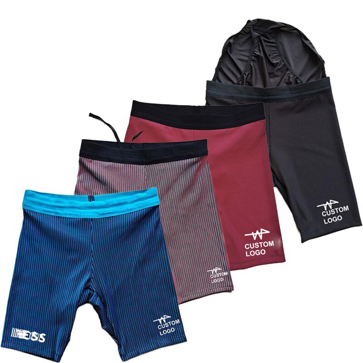Stripes Man Marathon Leggings Man Sports Mesh Shorts Fast Running Speedsuit Track and Field Middle Pants Custom Logo