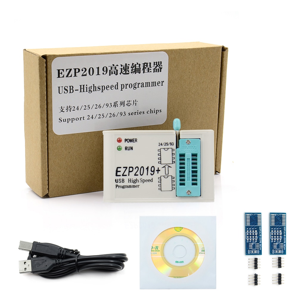 【YIYANGMAOYI111】EZP2019 USB SPI Programmer with Adapter Support Win7 Win8 24 25 93 EEPROM Flash Bios Minipro Calculator Small