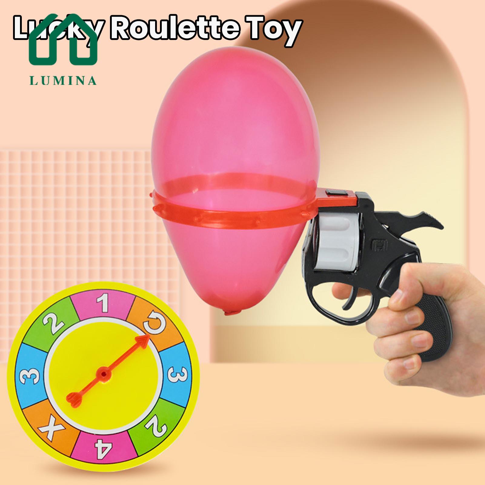 Lumina Kids Turntable Toy Russian Roulette Revolver Toy with 10 Balloons Fun Party Game for Bar Interactive Pranks Desktop Lucky Turntable Wheel Shooter Revolver Toy Set. 