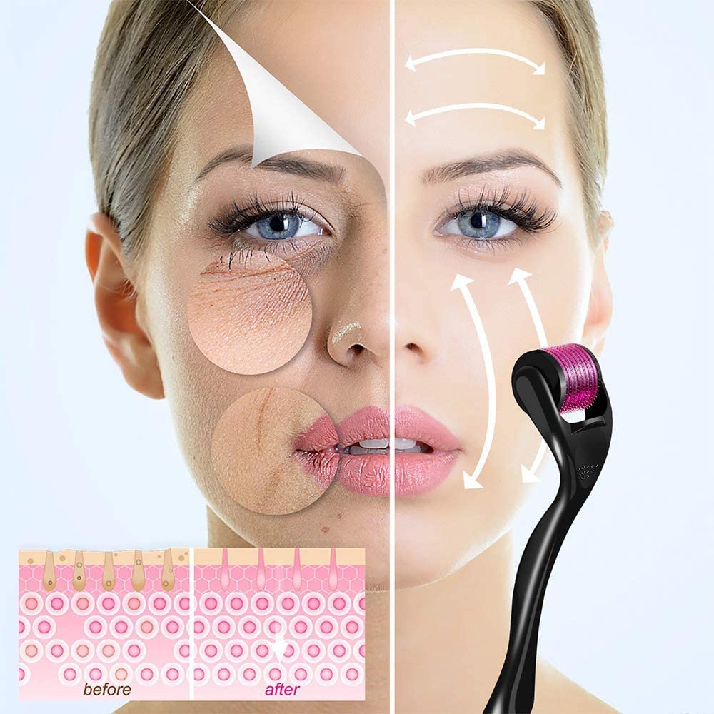 Derma Roller Micro Needle for Hair, Beard Growth and Facial Skin Therapy (0.5 mm). 