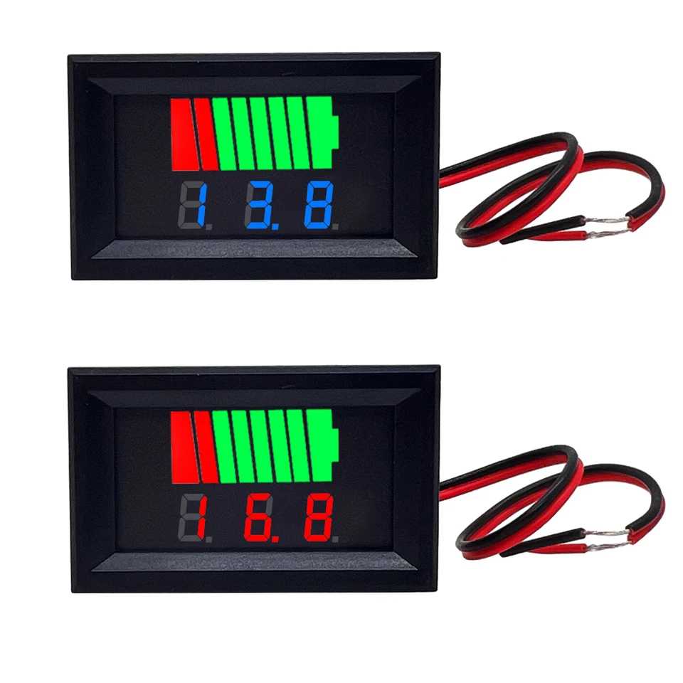 DC 12V-60V Battery Capacity Indicator ACID Lead-acid Lead Battery Charge Level LED Tester Red Digital Voltmeter