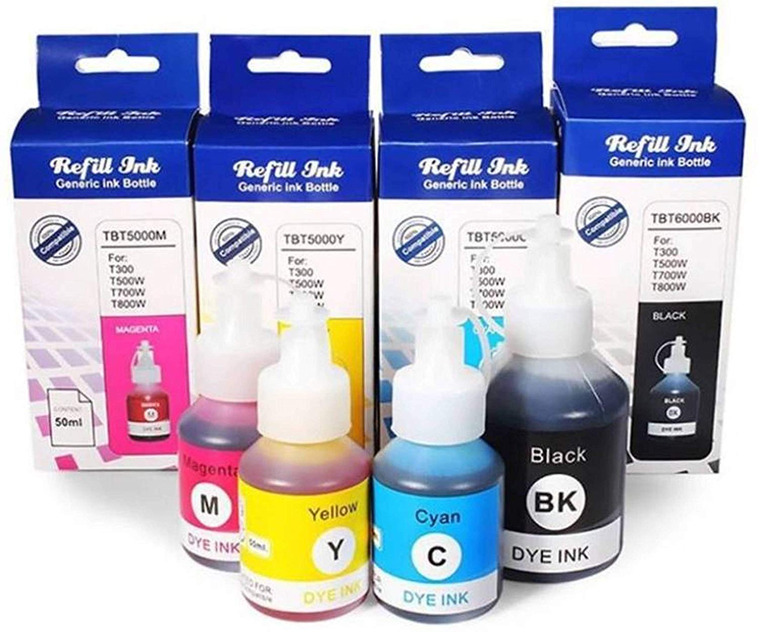 Refill Ink for Brother (BT5000KYMC) DCP-T300/T500W/T700W/ T800W. 